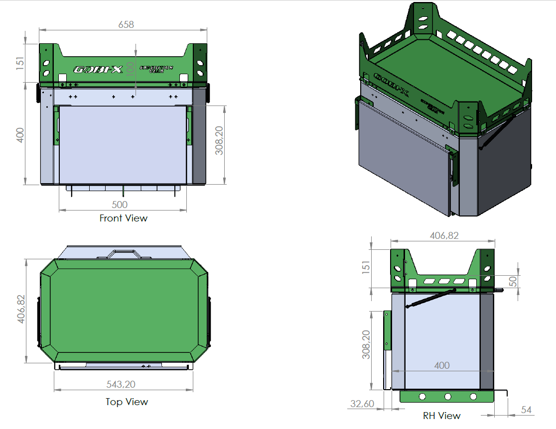 Gobi-X Utility Box Carrier-Rechte Seite-mit Pop-up Tisch-mit Top Carrier – Bild 9